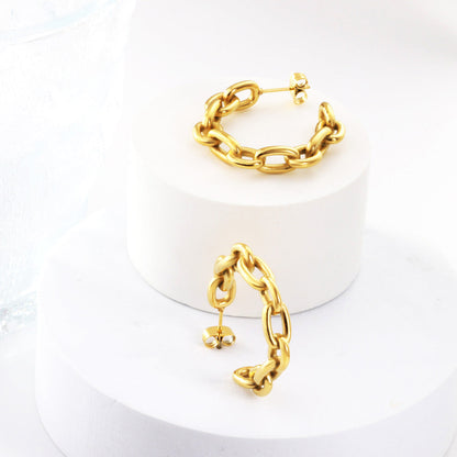 New Open Half Round Chain Earrings For Women asonjewelry