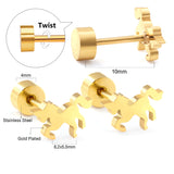 2023 New Fashion Children's Screw Plug Horse-shaped Stud Earrings