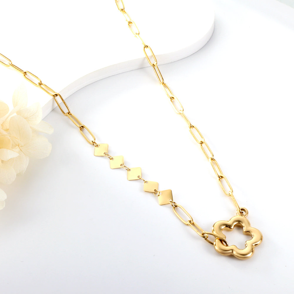 New Fashion Peach Blossom Hollow Accessory + 5 Square Accessory Necklaces asonjewelry