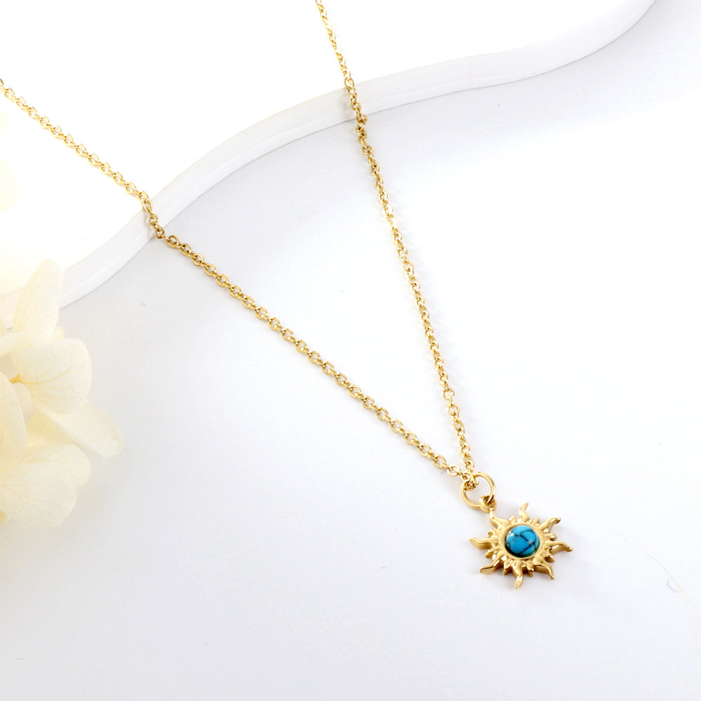 2023 New Round Accessories + Blue Flower Stone Necklace asonjewelry
