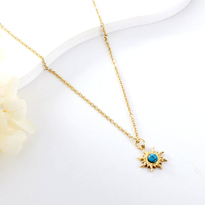 2023 New Round Accessories + Blue Flower Stone Necklace asonjewelry