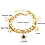 New Fashion 2 Smiley Faces + 2 Hollow Eyes + 1 Eye With Mixed Color Diamond Accessories Bracelet