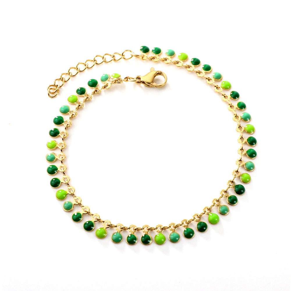 New 18+3cm Deep and Light Blue Red Green Purple Round Drip Oil  Bracelet asonjewelry