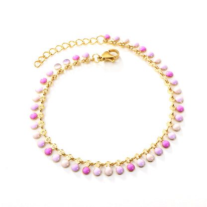 New 18+3cm Deep and Light Blue Red Green Purple Round Drip Oil  Bracelet asonjewelry