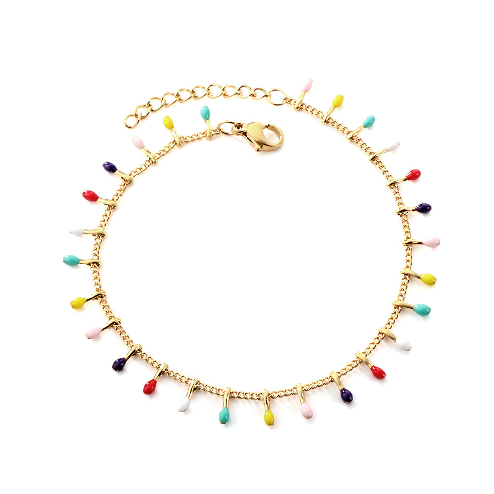 New Mixed Color Oval Oil Drip Bracelet For Women asonjewelry