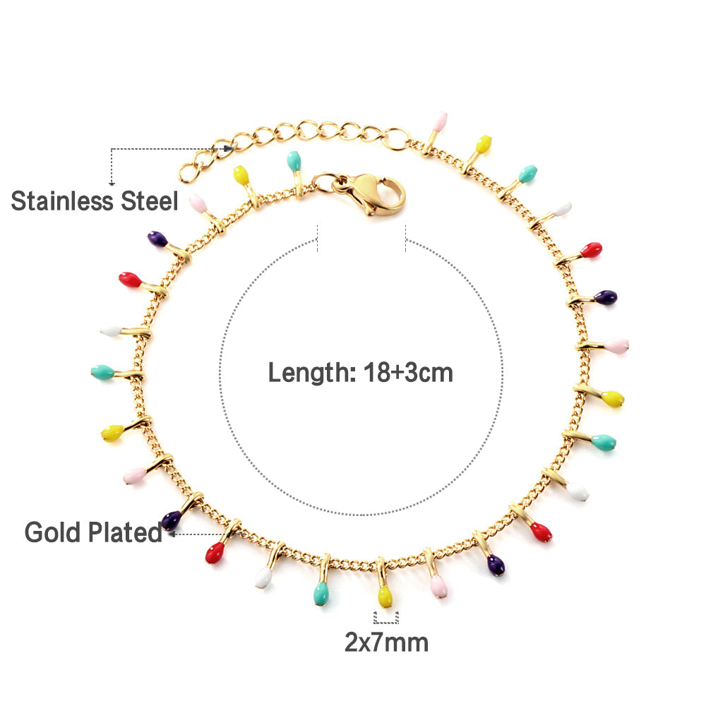 New Mixed Color Oval Oil Drip Bracelet For Women asonjewelry