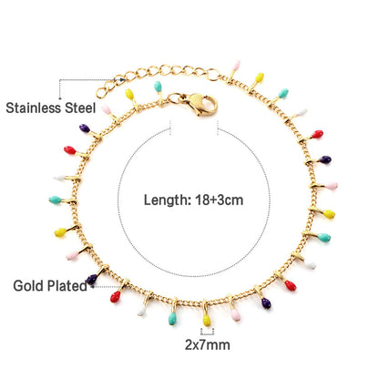 New Mixed Color Oval Oil Drip Bracelet For Women asonjewelry