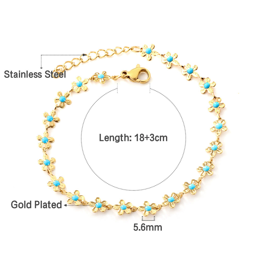 New Fashion Peach Blossom Blue Oil Drip Bracelet For Women asonjewelry