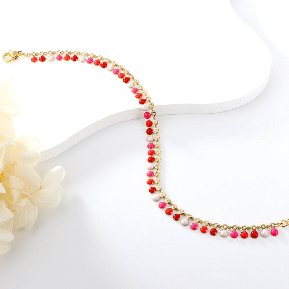 New 18+3cm Deep and Light Blue Red Green Purple Round Drip Oil  Bracelet asonjewelry