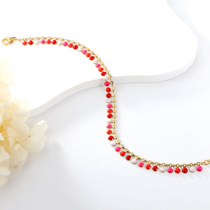 New 18+3cm Deep and Light Blue Red Green Purple Round Drip Oil  Bracelet asonjewelry