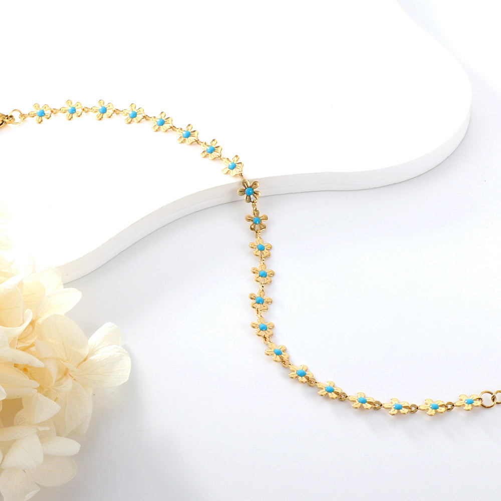 New Fashion Peach Blossom Blue Oil Drip Bracelet For Women asonjewelry