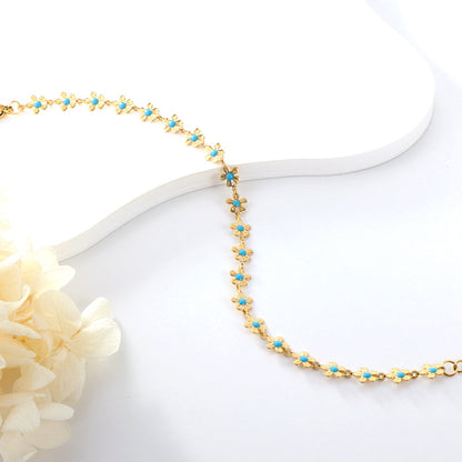 New Fashion Peach Blossom Blue Oil Drip Bracelet For Women asonjewelry