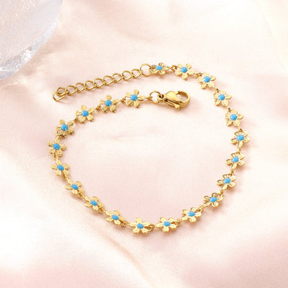 New Fashion Peach Blossom Blue Oil Drip Bracelet For Women asonjewelry