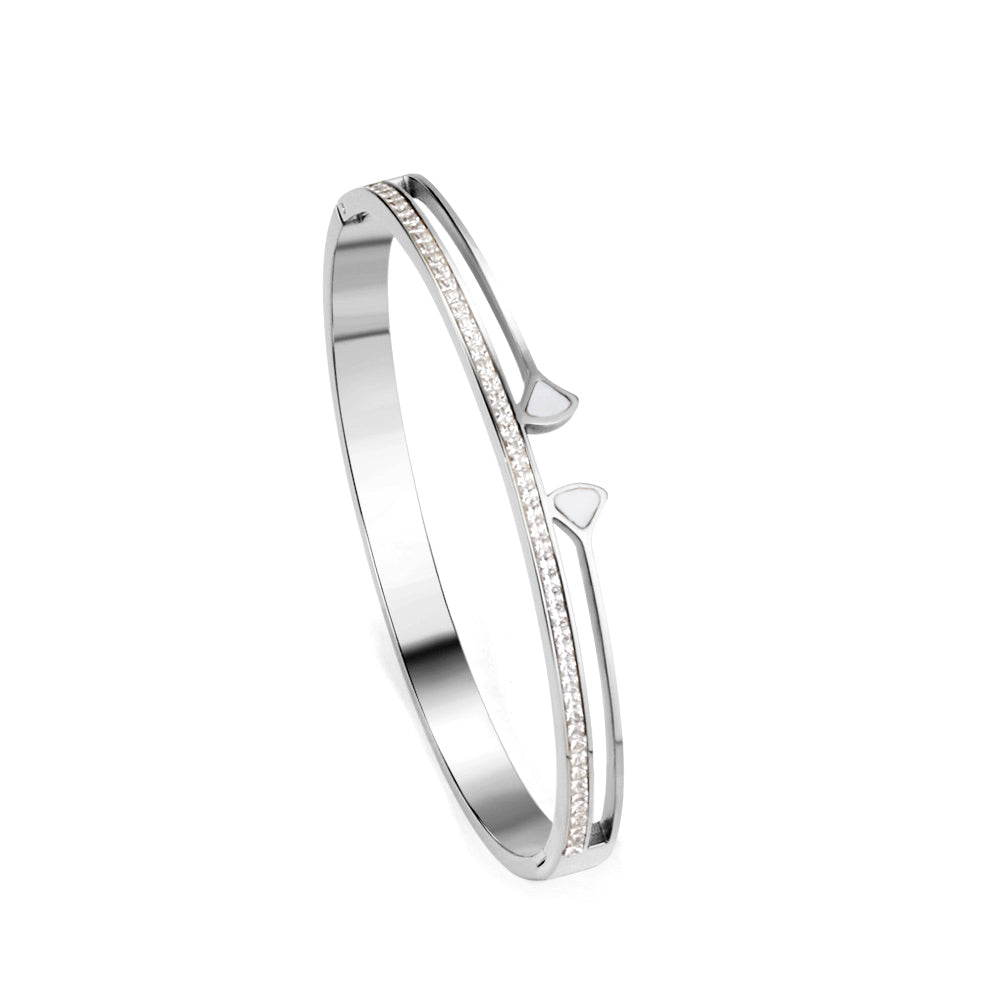 2023 New Fashion Steel Color With Diamonds Hard Bracelet asonjewelry