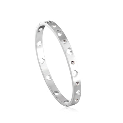 New Fashion Steel Color With Diamonds Hard Bracelet For Women asonjewelry