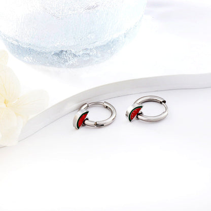 New 1.6x11mm Circle With Mixed Color Watermelon Earrings asonjewelry