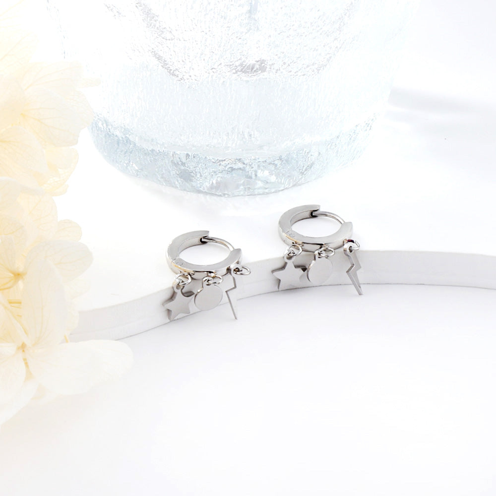 New Circle with Star + Round + Lightning Earrings asonjewelry