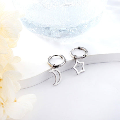 2023 New 1.6x11mm Circle with Moon+Star Earrings asonjewelry