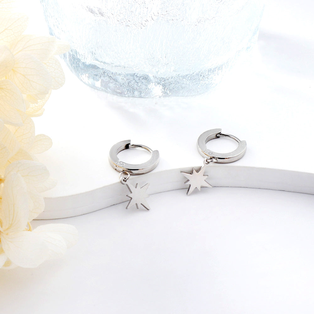 2023 New 1.6x11mm Circle with Lucky Star Earrings asonjewelry