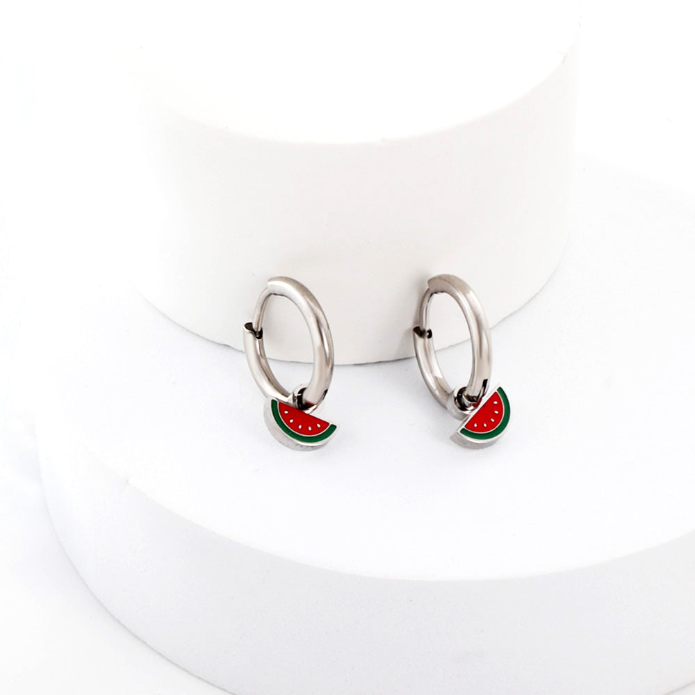 New 1.6x11mm Circle With Mixed Color Watermelon Earrings asonjewelry
