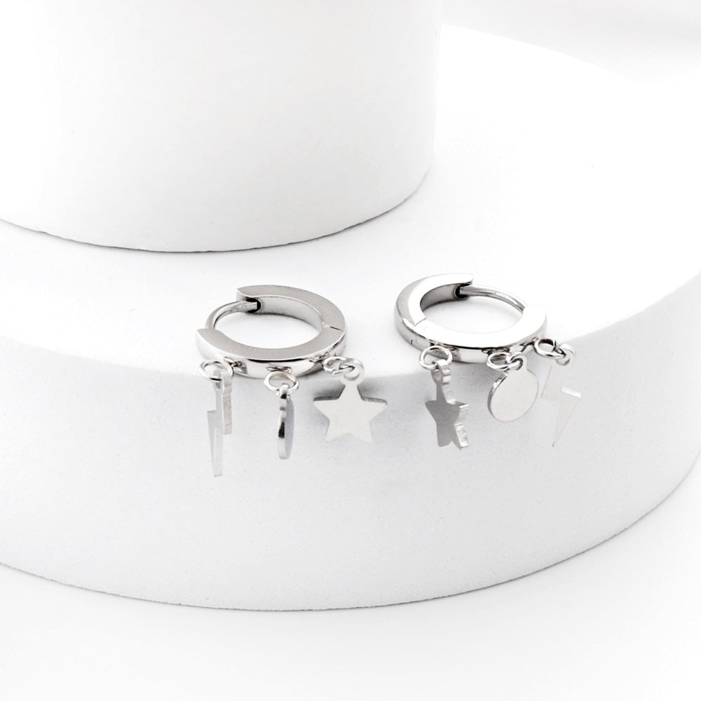 New Circle with Star + Round + Lightning Earrings asonjewelry