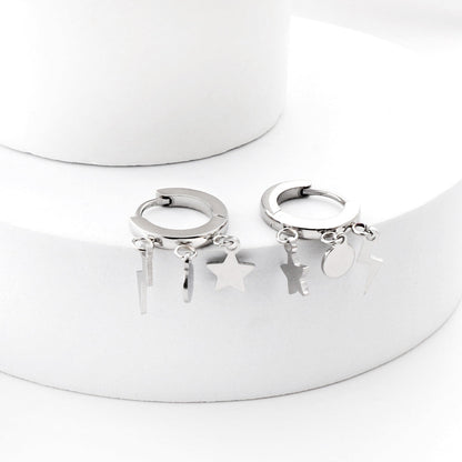 New Circle with Star + Round + Lightning Earrings asonjewelry