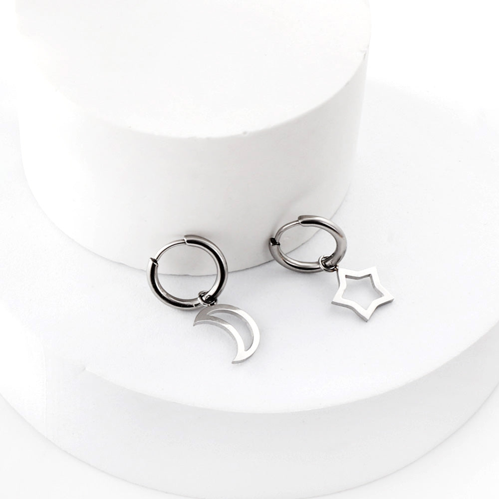 2023 New 1.6x11mm Circle with Moon+Star Earrings asonjewelry