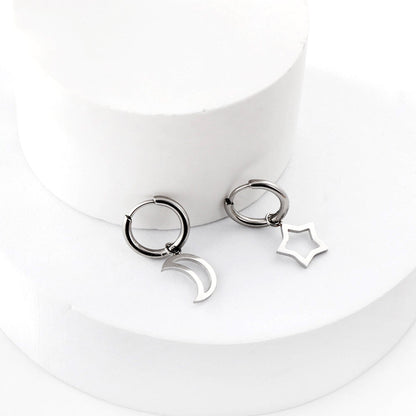 2023 New 1.6x11mm Circle with Moon+Star Earrings asonjewelry