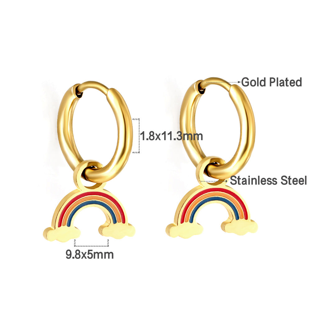 New 1.6x11mm Circle With Mixed Color Rainbow Earrings asonjewelry