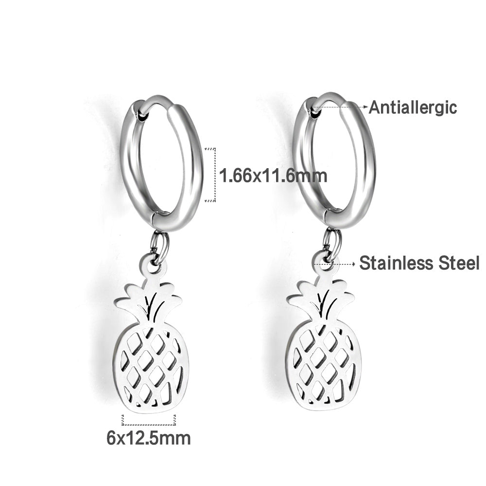 New 1.6x11mm Circle With Pineapple Earrings asonjewelry