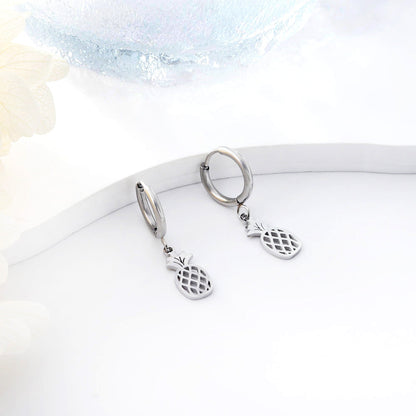 New 1.6x11mm Circle With Pineapple Earrings asonjewelry