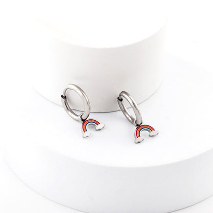 New 1.6x11mm Circle With Mixed Color Rainbow Earrings asonjewelry