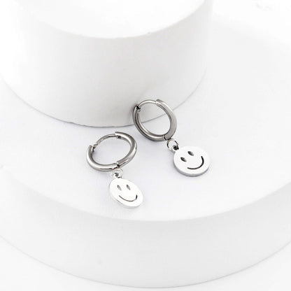 New 1.6x11mm Circle With Smiley Face Earrings asonjewelry