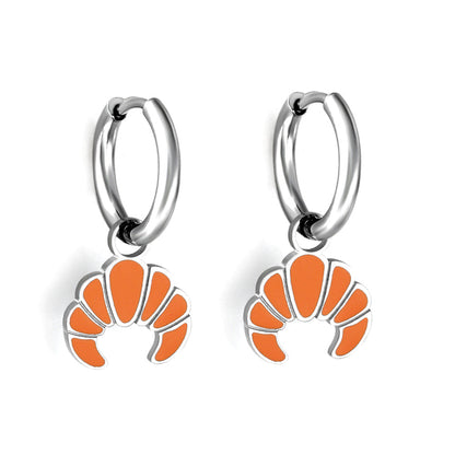 New 1.6x11mm Circle With Orange Croissant Earrings asonjewelry