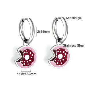 New 1.6x11mm Circle With Mixed Color Rainbow Earrings