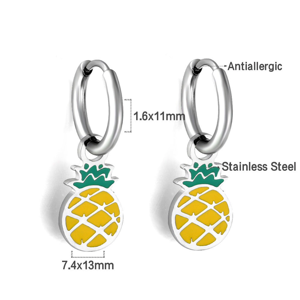 New 1.6x11mm Circle With Mixed Color Pineapple Earrings asonjewelry