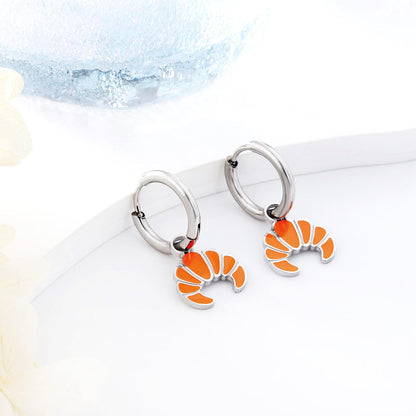 New 1.6x11mm Circle With Orange Croissant Earrings asonjewelry