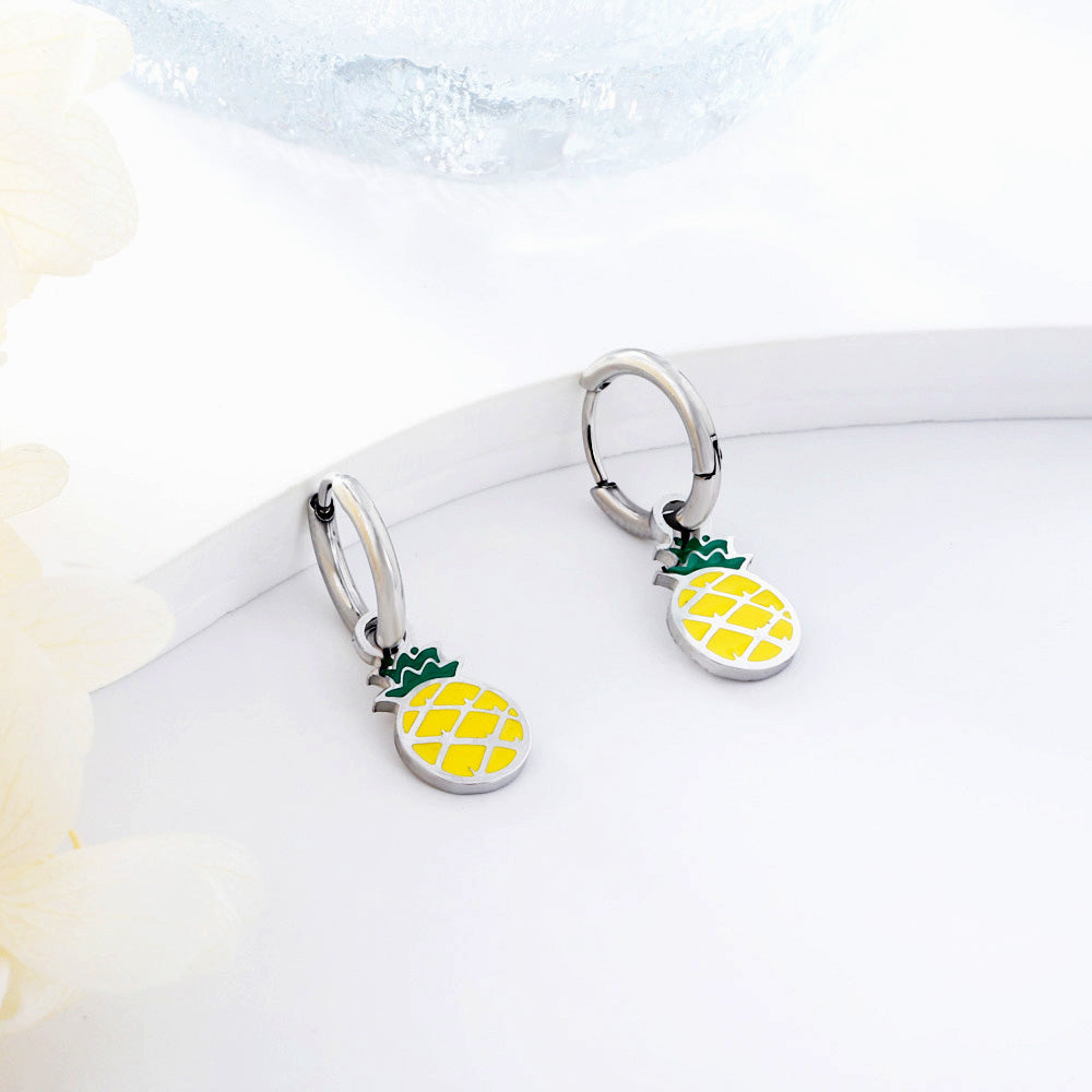 New 1.6x11mm Circle With Mixed Color Pineapple Earrings asonjewelry