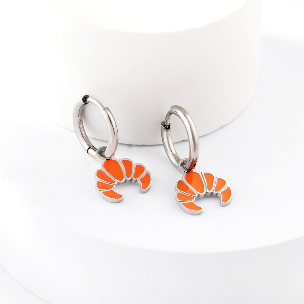 New 1.6x11mm Circle With Orange Croissant Earrings asonjewelry