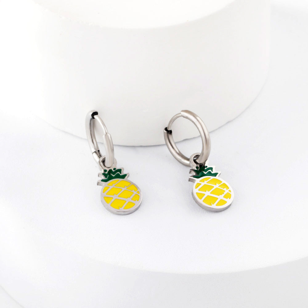 New 1.6x11mm Circle With Mixed Color Pineapple Earrings asonjewelry