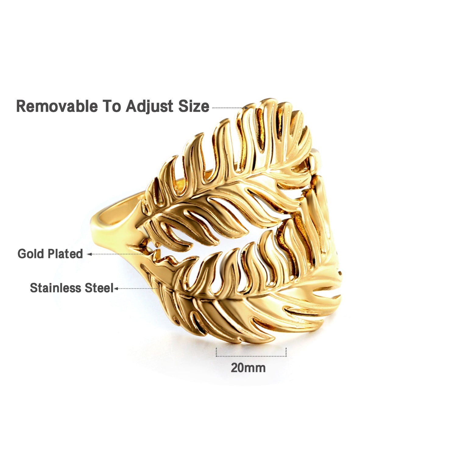 2023 New Fashion Double Layer Feather Shape Rings asonjewelry