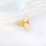 2023 New Fashion Stainless Steel 18k Gold Plated Oval Shape Ring For Women