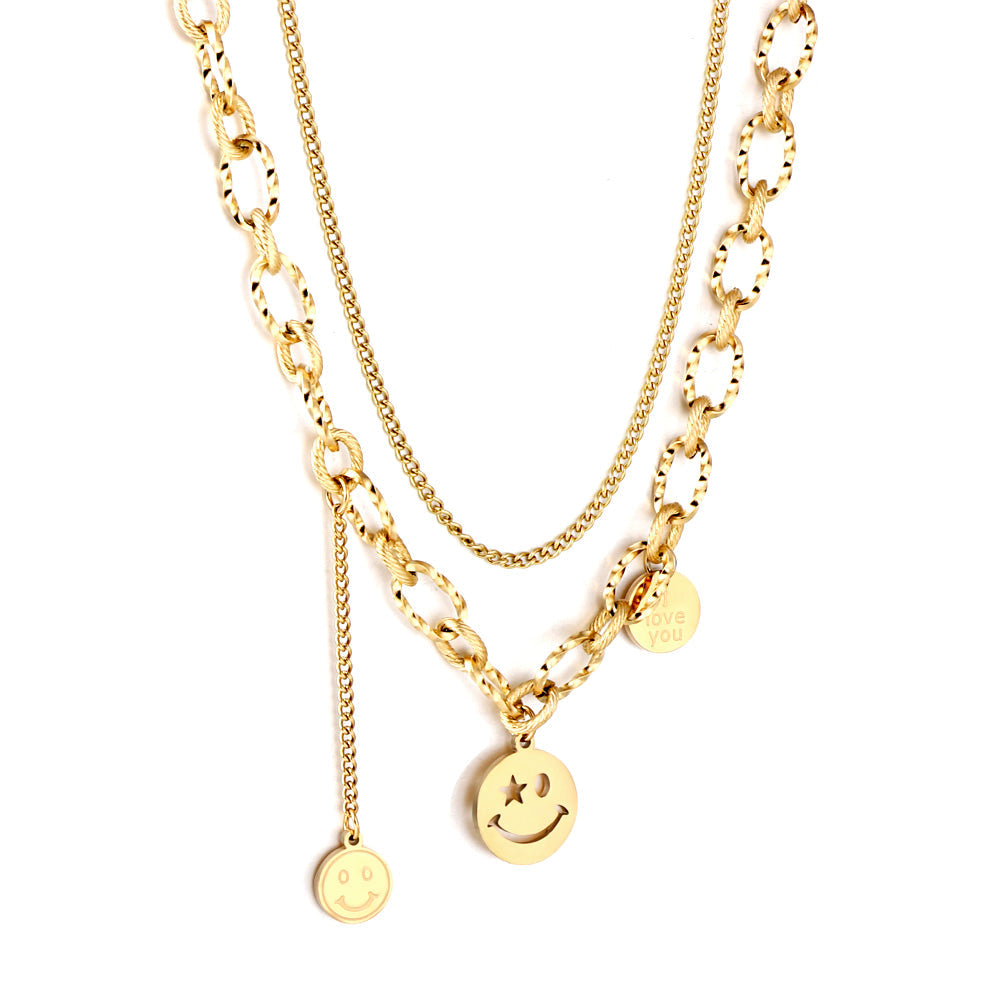 Three Round Accessories Pendant+With Chain Double Chain Necklace asonjewelry