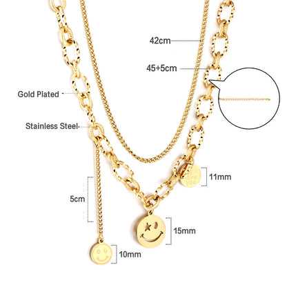 Three Round Accessories Pendant+With Chain Double Chain Necklace asonjewelry