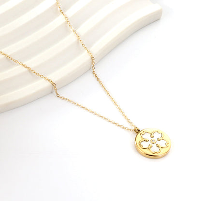 New Fashion Round White Shell Pendant with Diamond Necklace asonjewelry