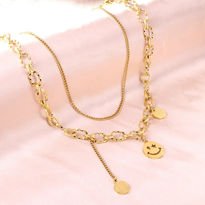 Three Round Accessories Pendant+With Chain Double Chain Necklace asonjewelry