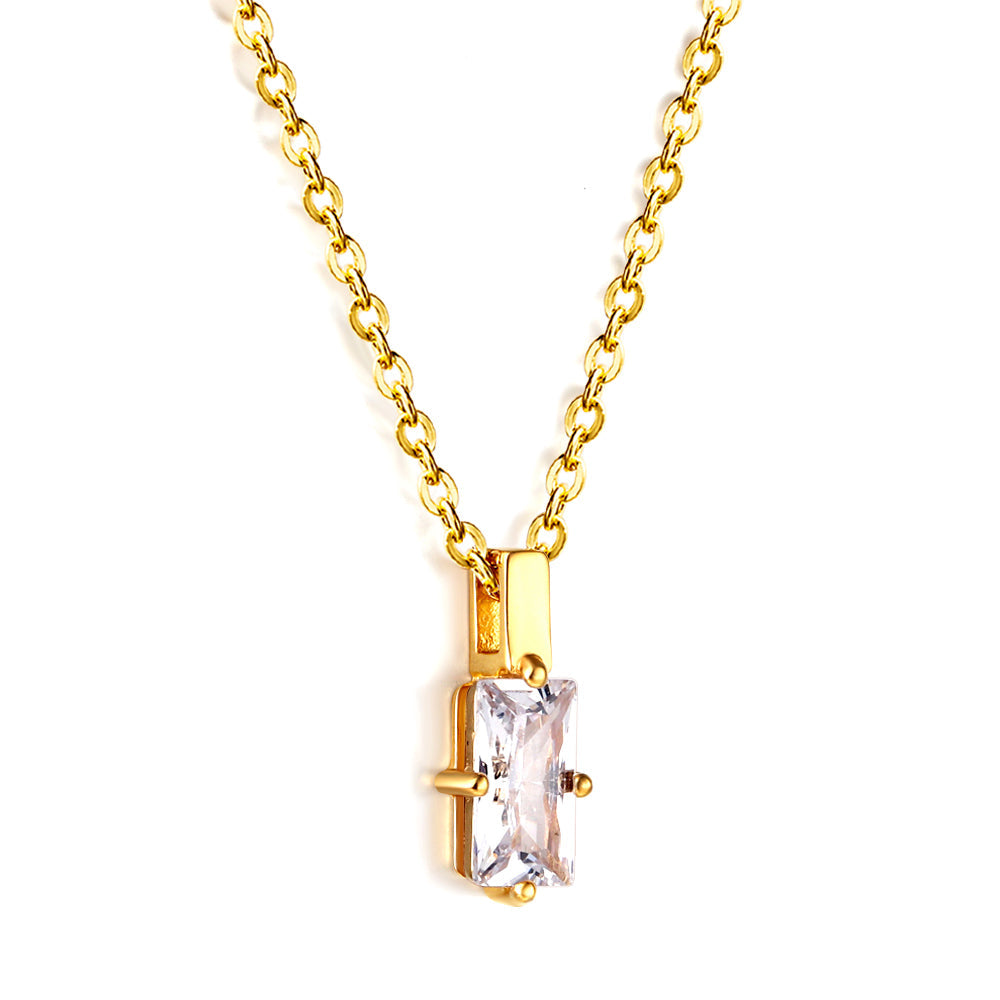 Zirconia pendant necklace with square asonjewelry