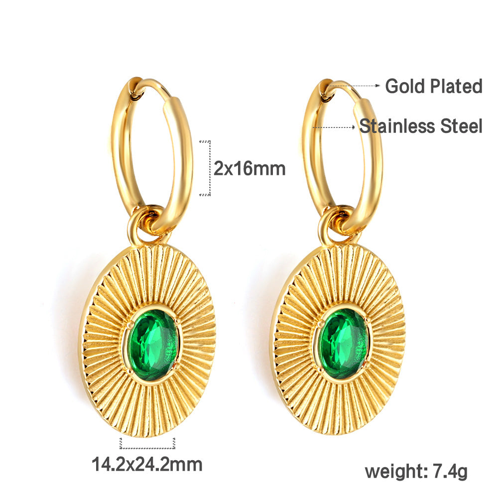 Inlaid pink/Green  CZ drop earring asonjewelry