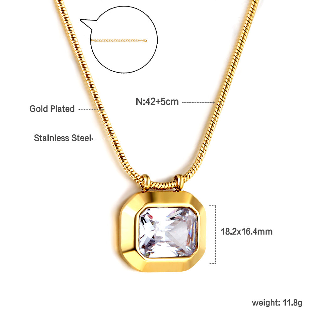 Pendant necklace with square zirconia asonjewelry