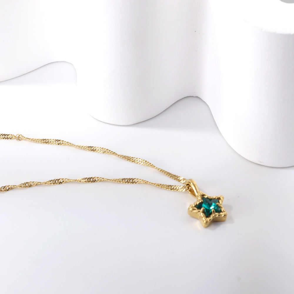 Pendant necklace with pentagram zirconia asonjewelry